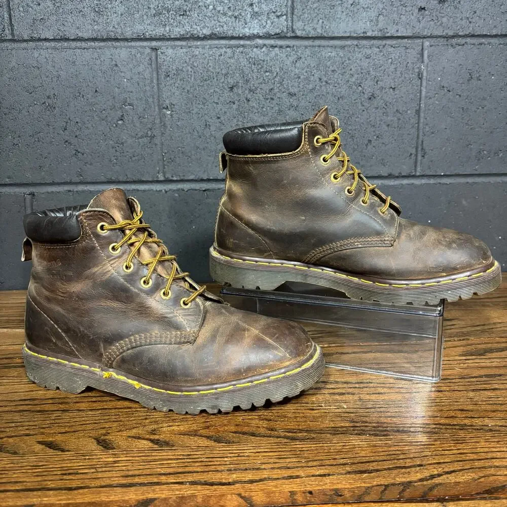 Vintage Dr Martens Made in England Men’s 11 Brown Leather 6 Eye Ankle Boots